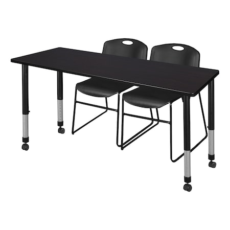 Regency Tables > Height Adjustable > Rectangular Mobile Table & Chair Sets, 60 W, 30 L, 23-34 H MT6030MWAPCBK44BK
